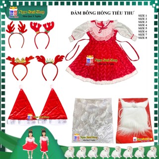 BỘ ĐẦM NOEL ĐẦM BÔNG HỒNG TIỂU THƯ CHO BÉ GÁI TỪ 1 - 8 TUỔI CAO CẤP - BỘ ĐẦM VÁY NOEL GIÁNG SINH CHO BÉ GÁI
