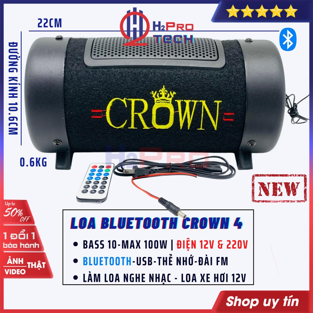 Loa Bluetooth Crown 4 Bass 10 Usb-Thẻ Nhớ-Radio Fm-Karaoke, Loa Cho Ô ...