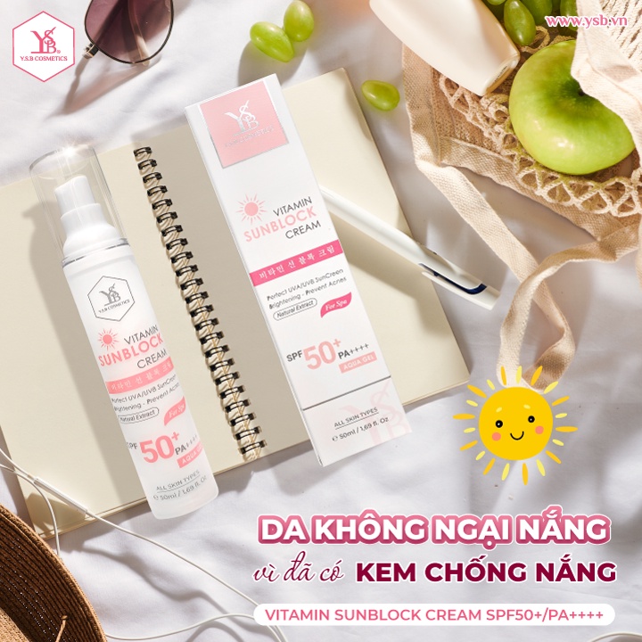 Kem Chống Nắng Vitamin YSB SPF50+/PA++++ - Nâng Tone, Kiềm Dầu, Chống Ánh Sáng Xanh (50ml)