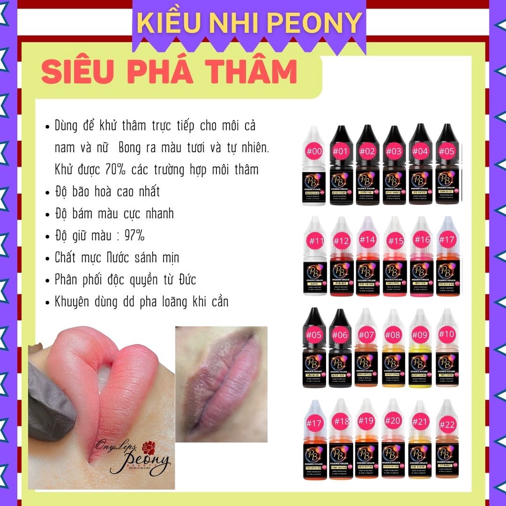 Mực phun xăm Hữu Cơ, SIÊU PHÁ THÂM và 22 màu Mực Nước phun xăm Thẩm Mỹ