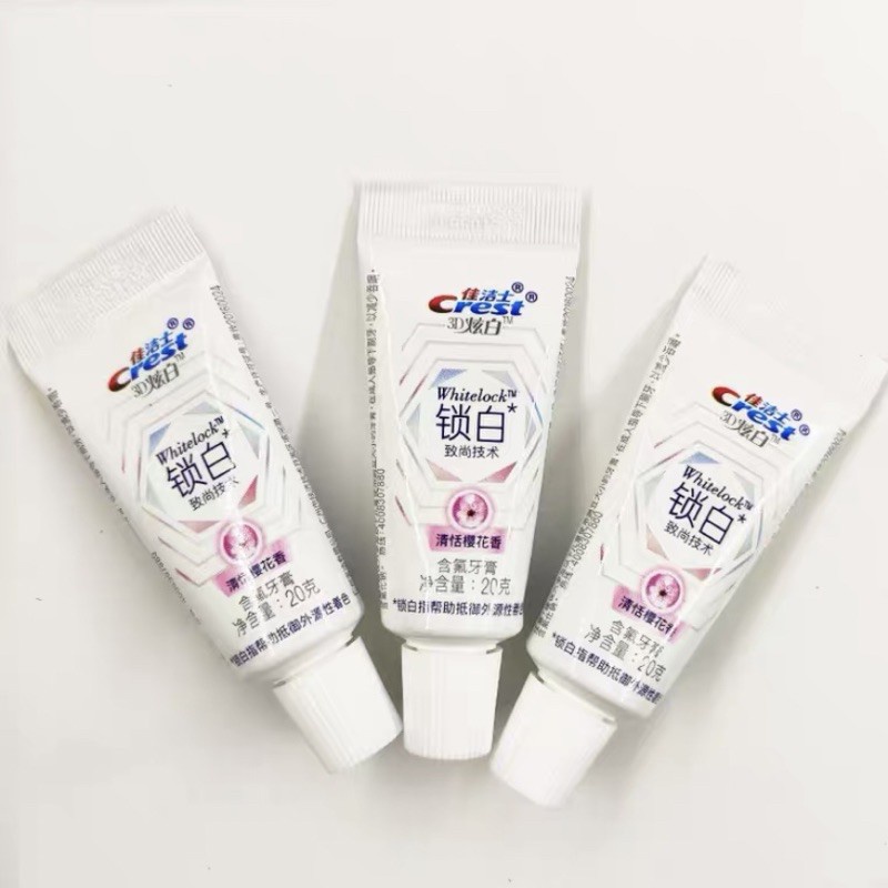 Kem đánh răng Crest 3D White 20g bản Trung - Bảo vệ răng giúp răng trắng sáng và hơi thở thơm mát