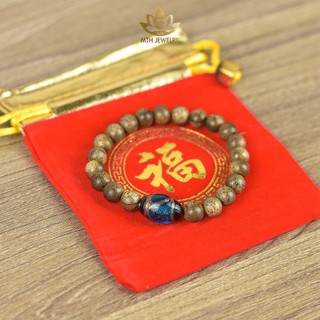 Vòng Tay Trầm Hương Tròn Đơn Trầm Tốc Việt Đính Đá Trụ Ngọc Diện Trợ Mệnh - Mộc Trầm Hương MTH
