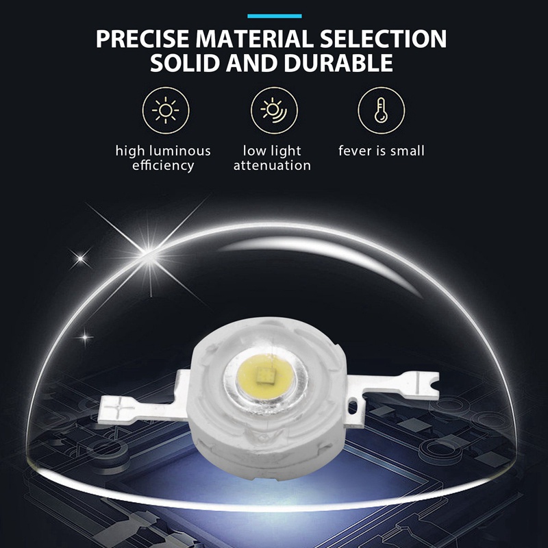Bộ 50 1W Diode Công Suất Cao Trắng Mát Hạt Led 1 Watt Chip Đèn 3V-3.4V