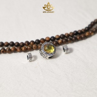 Vòng Tay Trầm Hương 216 Hạt 4mm Trầm Sánh Chìm Mix Charm Bạc S925 Đá Màu Theo Mệnh - Mộc Trầm Hương MTH