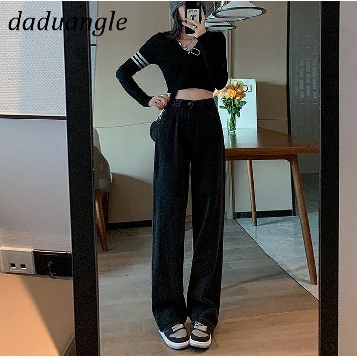 Ảnh Quần jean Daduhey lưng cao dáng rộng thẳng phiên bản Hàn Quốc thời trang cao cấp cho nữ plus size 4