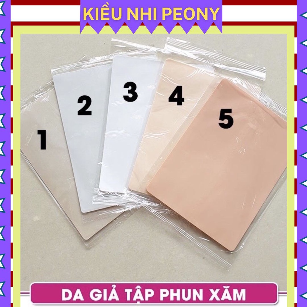 Da Giả Tập Phun Xăm, Da Khuôn để tập luyện tay nghề, Da Silicon Chất Lượng - Da Hồng, Da Bột, Không Bột, Da Trắng Trơn