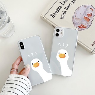 Ốp iphone - Ốp lưng iphone trong suốt cạnh vuông bảo vệ camera vịt trắng dành cho ip 6 đến 16promax - u029