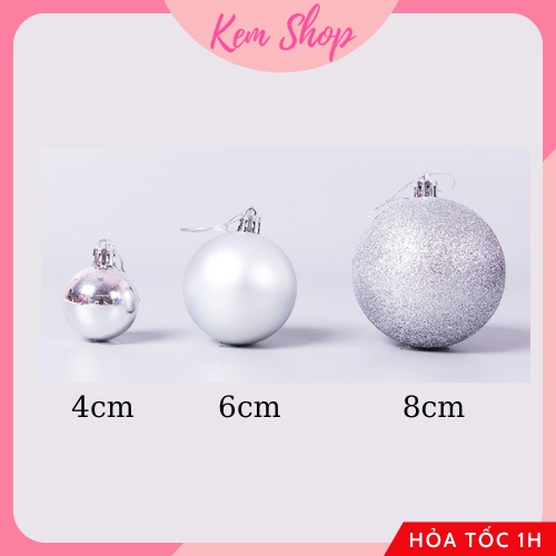 Set 3 quả châu trang trí Noel Giáng sinh Christmas size 4/6/8cm nhiều màu sắc - Kem Shop K284