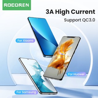 Dây cáp sạc nhanh USB loại C 3A Rocoren thích hợp cho Xiaomi Poco F4 F3 Realme Samsung Huawei