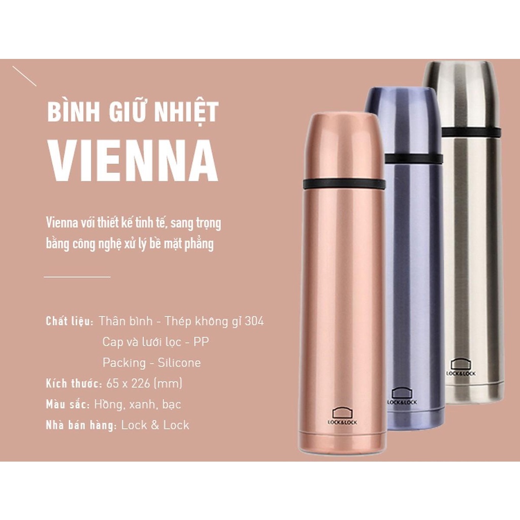 Bình giữ nhiệt LocknLock 500ml Vienna LHC1430 - miệng bình rộng, nắp dùng làm cốc nước uống - K-MALL