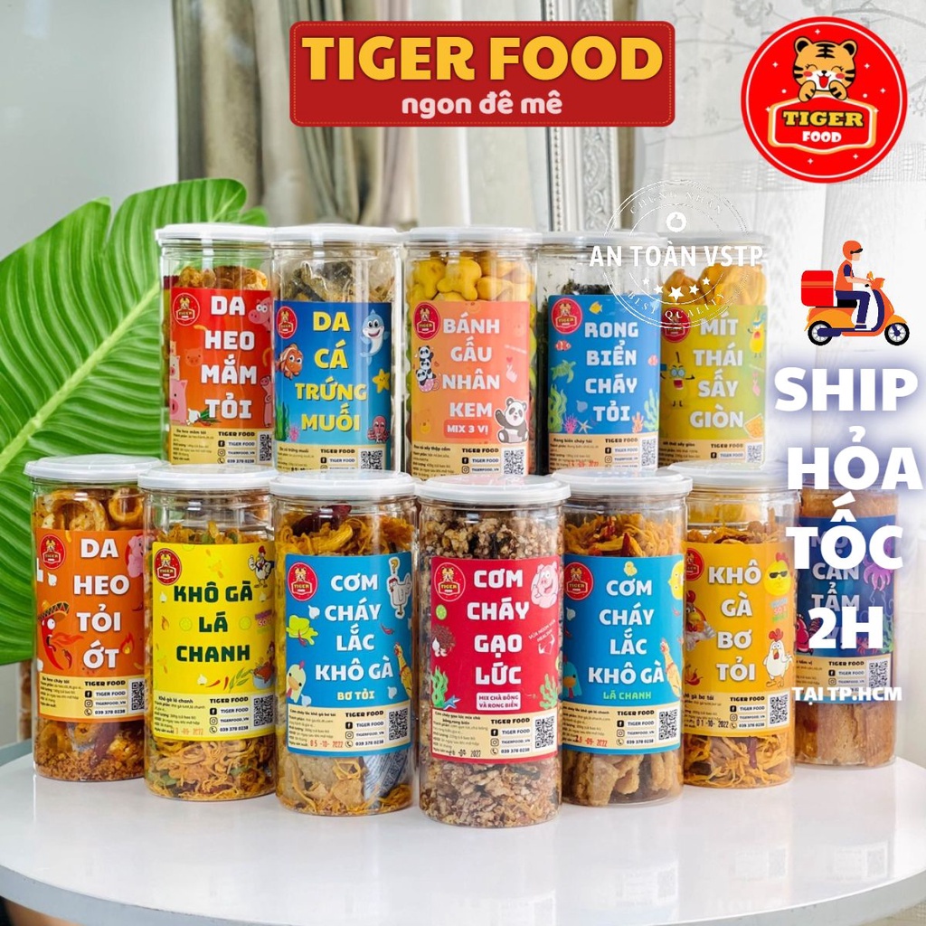 Đồ ăn vặt 16 món SIÊU NGON 💖TIGER FOOD💖 Món ăn vặt đóng lon khô gà ...