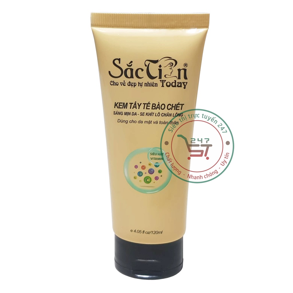 Tẩy tế bào chết body hiệu quả với kem tẩy tế bào chết Sắc Tiên 120g (Vàng) Tẩy da chết cho da mặt giúp trắng da