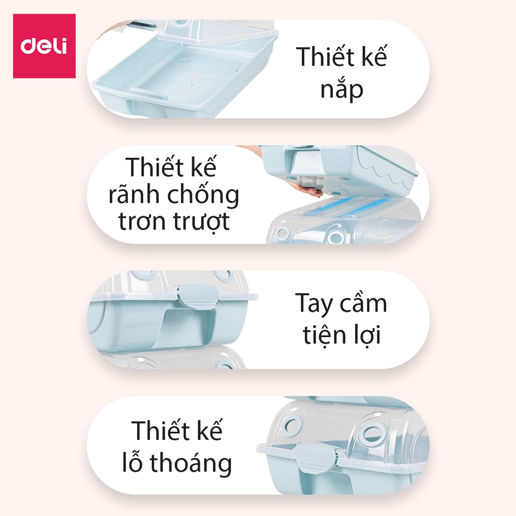Hộp Đựng Giày Dép Nhựa Cứng Có Thể Xếp Chồng Có Nắp Đậy Nhiều Size Kệ Giày, Hộp giày Thông Minh Tiện Lợi Deli