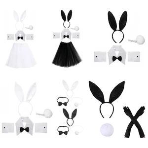YOIOIOI Thỏ Băng Đô Trang Phục Thỏ Phục Sinh Bộ Trang Phục Đầu Đuôi Cổ Găng Tay Bowtie Còng Tutu Bunny Cosplay Costu