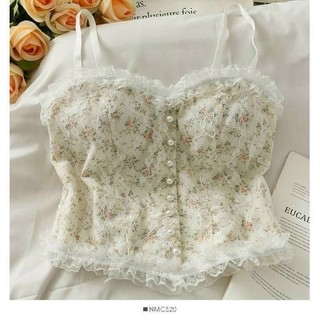 Áo hai dây ren khuy ngọc Corset siêu xinh