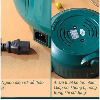 Nồi lẩu điện kèm xửng hấp inox, 28cm có núm xoay 3 nấc nhiệt, công suất 1000W