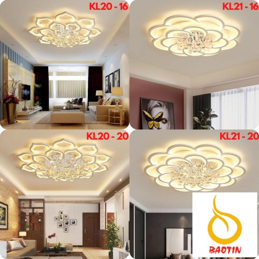 Đèn ốp trần, đèn led mâm ốp trần phòng khách, phòng ngủ 15 và 20 cánh, 3 chế độ ánh sáng, có điều khiển từ xa