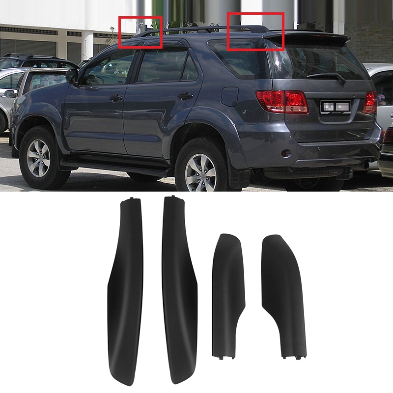 Set 4 Vỏ Bọc Bảo Vệ Giá Đỡ Hành Lý Gắn Nóc Xe Hơi Toyota Fortuner 2004-2014 Bằng ABS Màu Đen