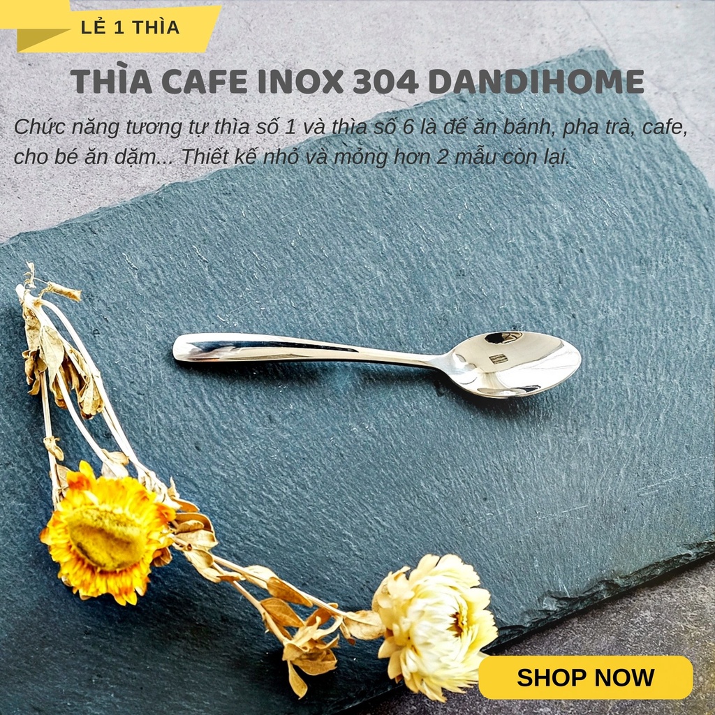 Ảnh Thìa cafe DandiHome inox 304 cao cấp dùng để uống cafe, uống trà, ăn bánh kem, ăn dặm cho bé 2
