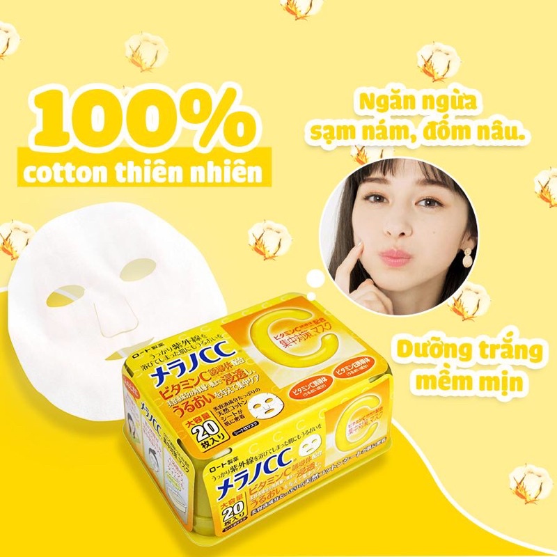 Mặt nạ dưỡng trắng da chống thâm nám Melano CC Whitening Mask 20 miếng