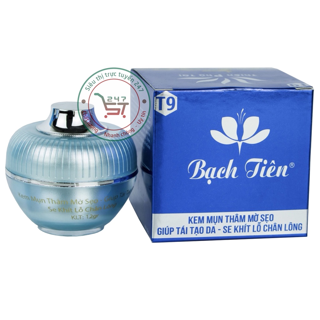 Kem Mụn Trắng da Mờ sẹo Thâm Tái tạo da Se khít lỗ chân lông Bạch Tiên 8g 13g (xanh dương-trắng)