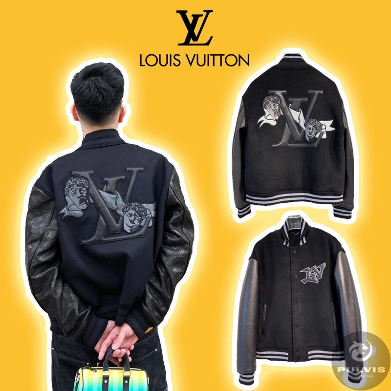 ⚡️[Hight Quality] - Áo Khoác Luon Vuituoi Monogram Embossed Leather And  Wool Blouson, Áo varsity jacket LV