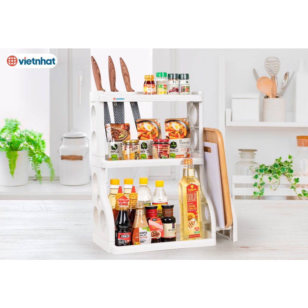 Kệ gia vị đa năng 3T Việt Nhật 5589-3 Cao Cấp, kệ đựng gia vị nấu ăn nhà bếp, phòng bếp nhựa Việt Nhật