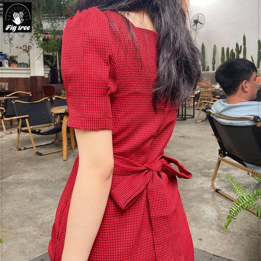 [Ảnh thật] [Có sẵn] Váy nữ suông sọc caro đỏ nhuyễn ( MS :51D) siêu xinh!!!
