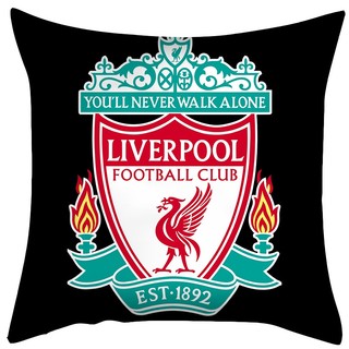 Vỏ gối Liverpool FC Logo Câu lạc bộ bóng đá Vỏ gối bằng vải Polyester in một mặt Sofa Đệm ô tô Văn phòng Vỏ gối trang trí tại nhà (Không có lõi gối)