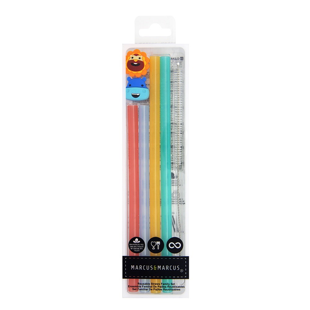 Ảnh Bộ ống hút silicon kèm cọ rửa Family Marcus & Marcus cho bé từ 3 tuổi 2