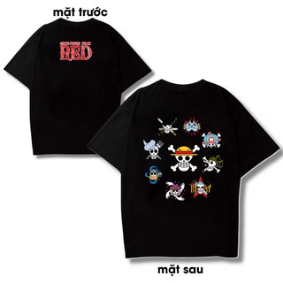 [FILM RED] Áo thun unisex nam nữ in hình movie RED Onepiece Đảo hải tặc thành viên băng mũ rơm cá tính