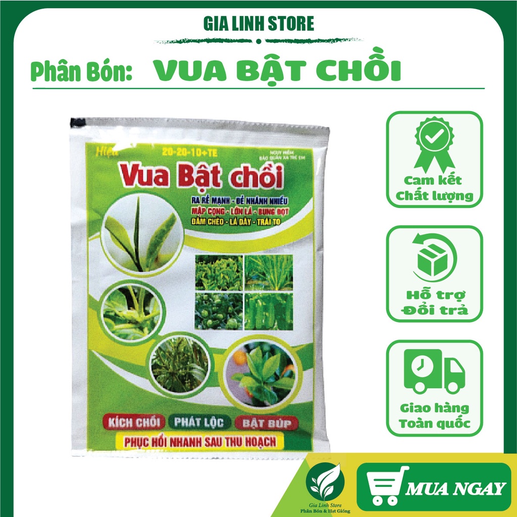 Gói 50gr Phân Bón Vua Bật Chồi 20 20 15 Te Giúp Cây Bung đọt Thần Tốc Lá Dày Trái To Gói 