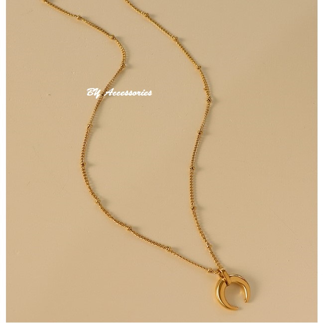 Dây chuyền titan mặt trăng lưỡi liềm không gỉ WN2255