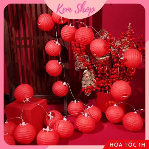 Đèn lồng giấy tròn nhiều màu trang trí Trung thu, lễ Tết năm mới - Kem Shop K39