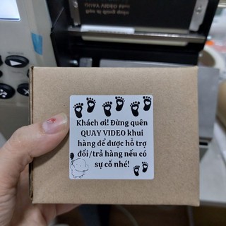 Tem dán nhắc khách quay video sẵn keo, kích thước tem 5x5cm