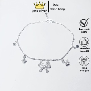 lắc chân cánh nơ mix cham siêu dễ thương , bạc 925 - jena sliver