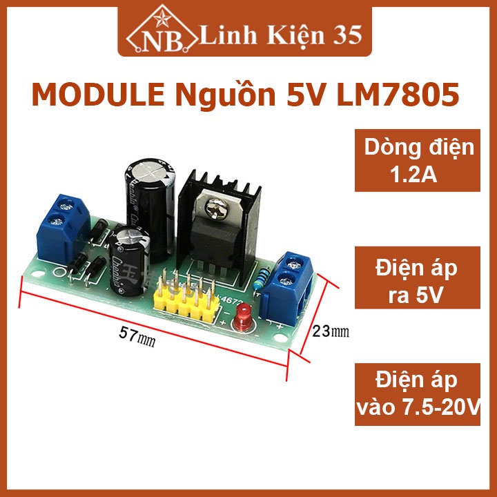Module nguồn 5VDC LM7805 có đèn báo nguồn, cổng kết nối | Shopee Việt Nam