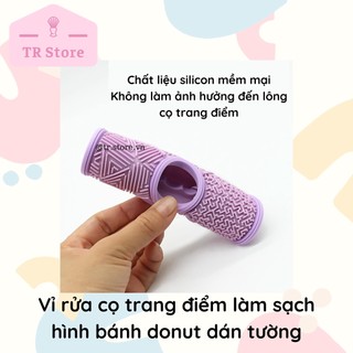 Dụng cụ rửa cọ trang điểm silicon miếng làm sạch hình bánh donut dán tường