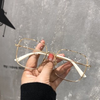 Phụ Nữ Mặt Trơn Chống Ánh Sáng Xanh Kính Bức Xạ Phẳng Vuông Lớn Khung Kim Loại Kính Mắt Có Thể Thay Thế