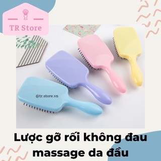 Lược gỡ rối không đau massage da đầu pastel chữ nhật bản to có đệm paddle brush