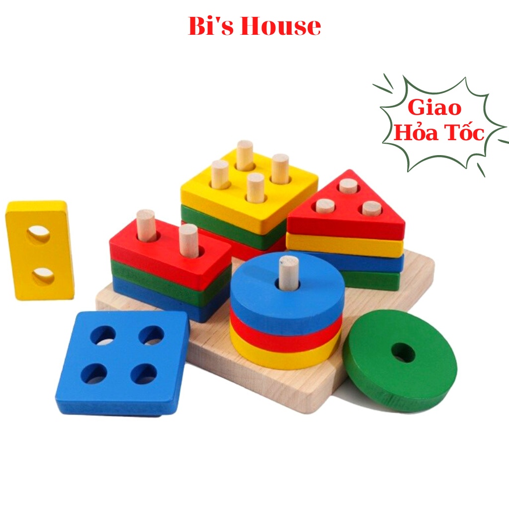 [Mã BMLTB35 giảm đến 35K đơn 99K] Đồ chơi thả hình hình học montessori Bi House