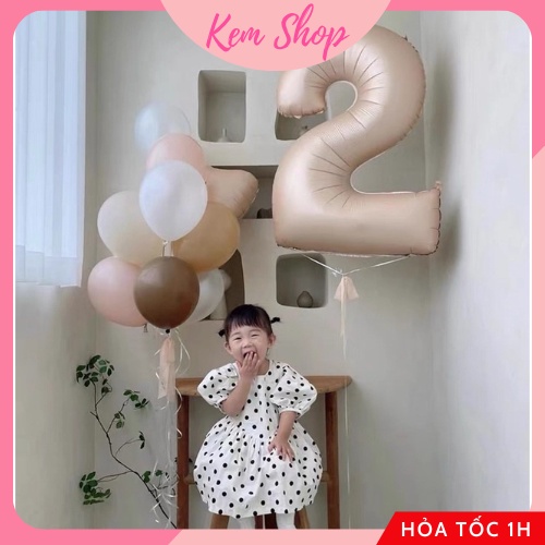 Bóng số sinh nhật màu nâu tông Hàn Quốc size đại 32'' chụp hình, trang trí sinh nhật - Kem Shop K225