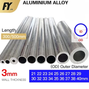 Ống Nhôm Dày 3mm Dài 21-40mm 300mm 500mm 21 22 23 24 25 26 27 28 29 30 32 33 34 35 36 37 38 40mm