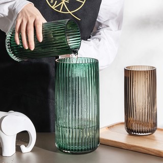 Bình hoa thủy tinh sọc dọc xanh De'cor 90
