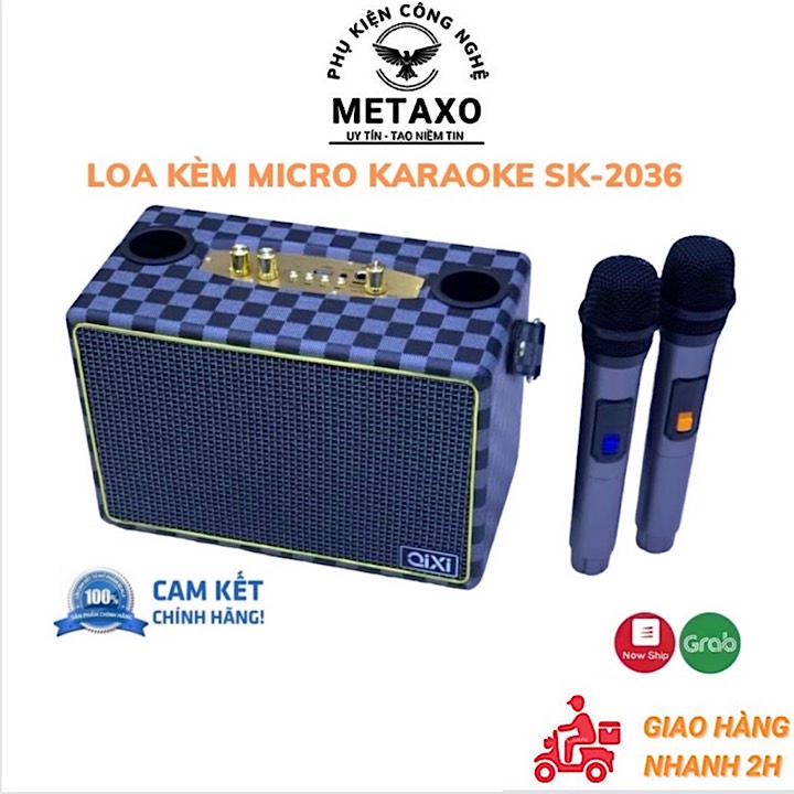 Loa Bluetooth Qixi SK-2036 Kèm 2 Micro Karaoke Chính Hãng Âm Thanh ...