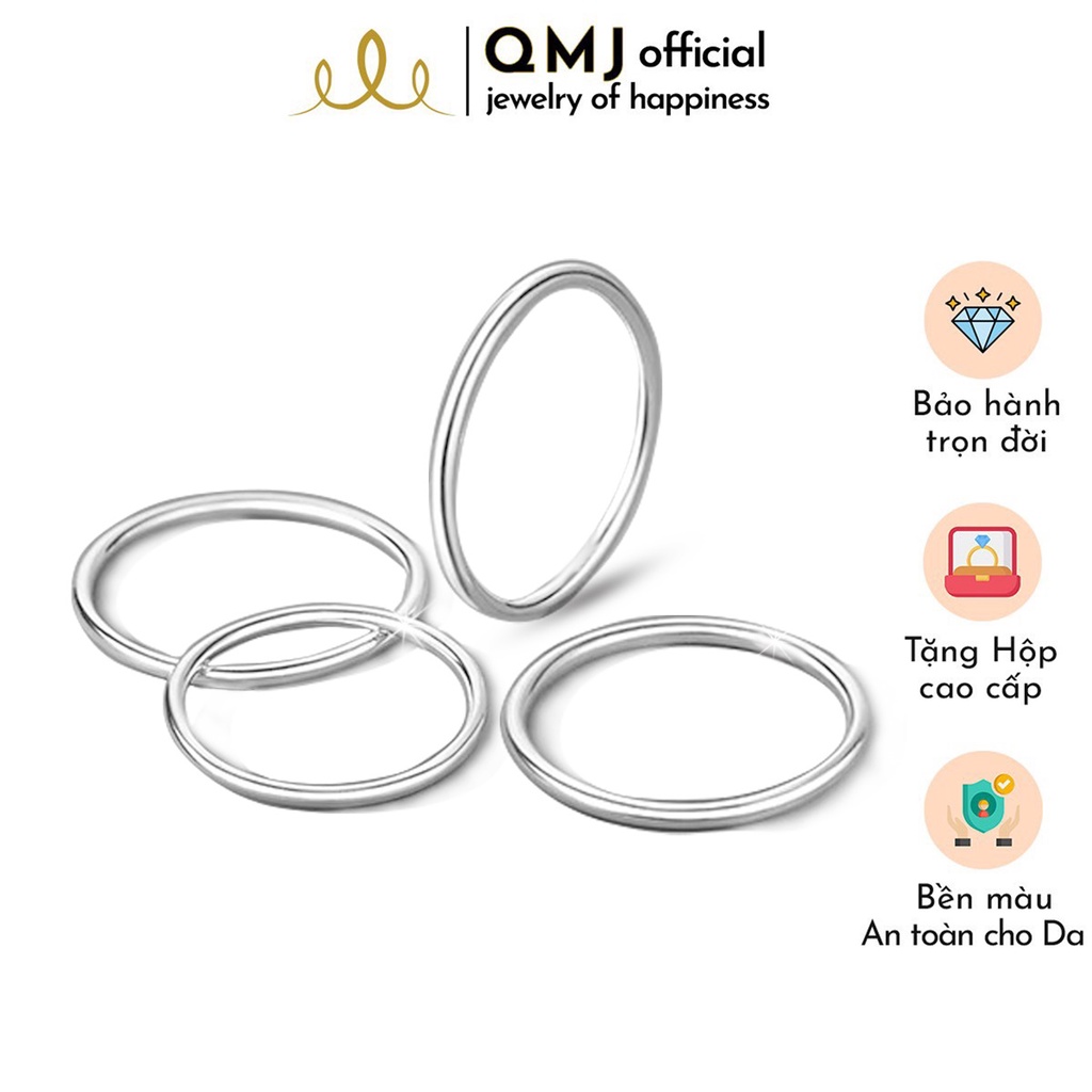 Nhẫn bạc nữ đơn giản Trơn tròn Basic bạc 925 cao cấp QMJ , phù hợp dành cho cả nam và nữ - Q533