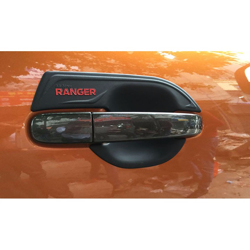 Ốp tay cửa, hõm cửa ô tô Ford Ranger 2016- 2021, MẪU MẠ,NHỰA ĐEN ABS cao cấp