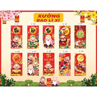 100 bao lì xì mẫu đỏ may mắn năm mới 2023, kt 8x16cm