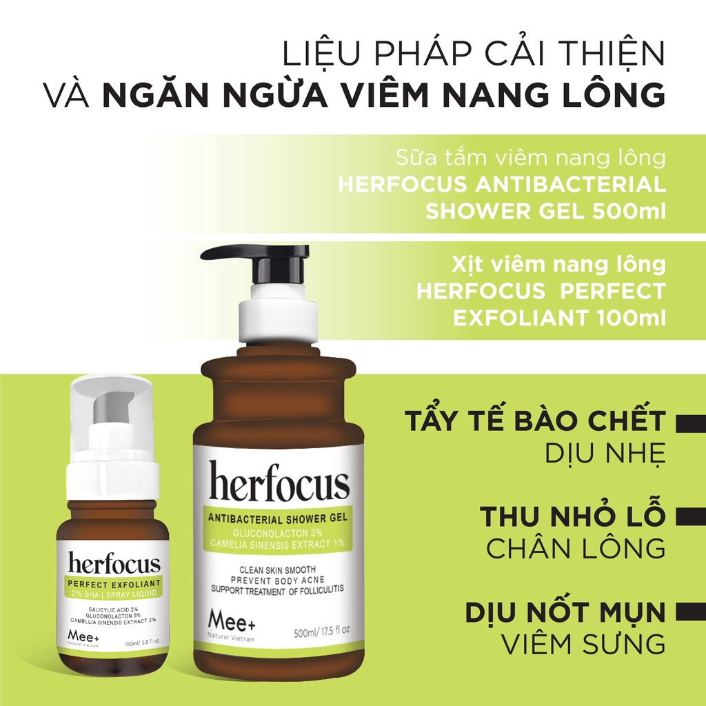 Ảnh Xịt viêm nang lông HERFOCUS 100ml + Sữa tắm viêm nang lông HERFOCUS 500ml - Bộ liệu trình viêm nang lông Mee Natural 2