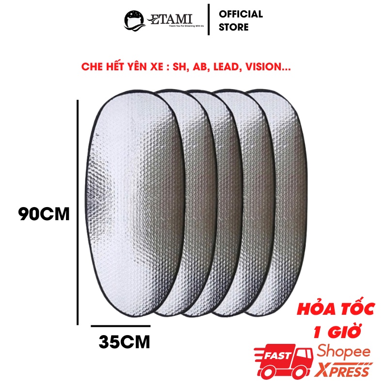 Ảnh Tấm che nắng yên xe máy 80cm x 35cm cách nhiệt chống nắng nóng bỏng mông miếng che nắng yên xe máy tráng bạc dày - ETAMI 1